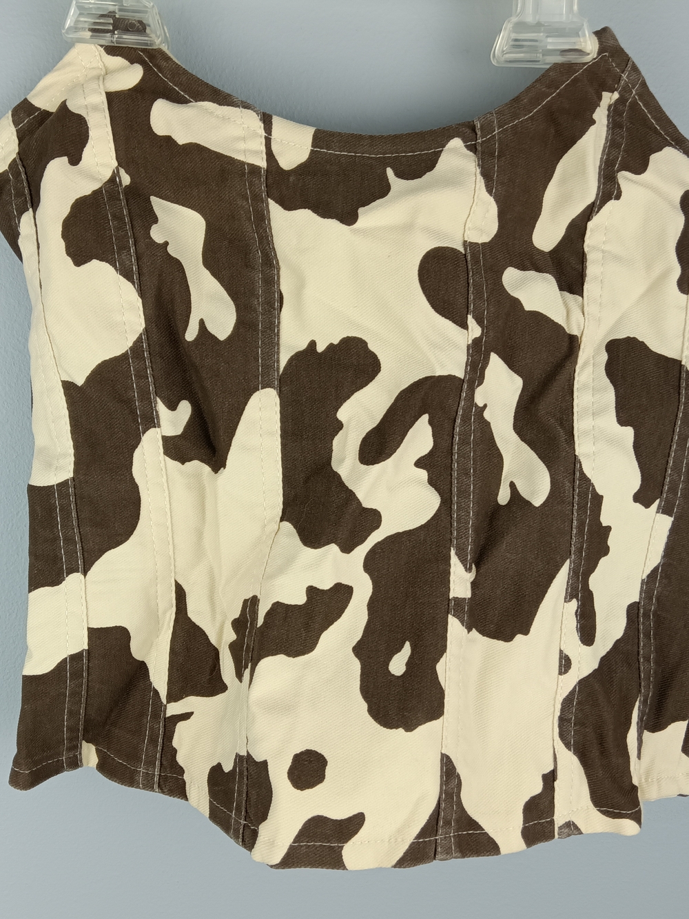 Corset Top in Brown & Cream Cow Print